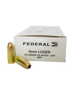 Federal Cartridge 115gr Hi-Shok JHP 9mm Duty
