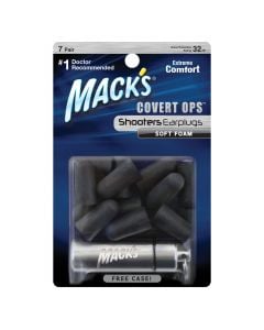 Mack's Covert Ops Black Soft Foam Ear Plugs with Travel Case Package