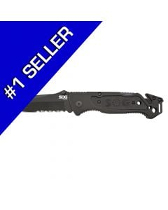 SOG Escape Black Clip Point Partially Serrated Knife